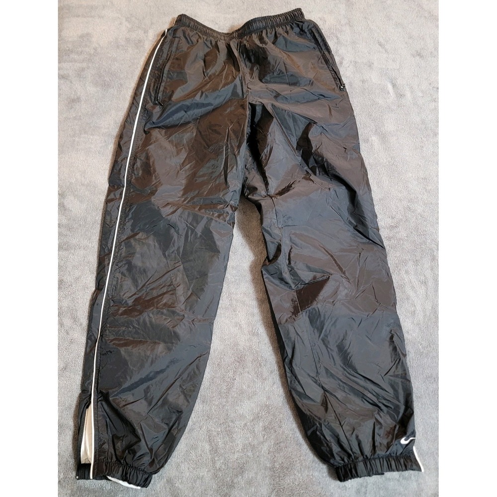 Vintage Nike Pants Women XS Black Track Windbreaker Side Stripe Swoosh Y2K 90s